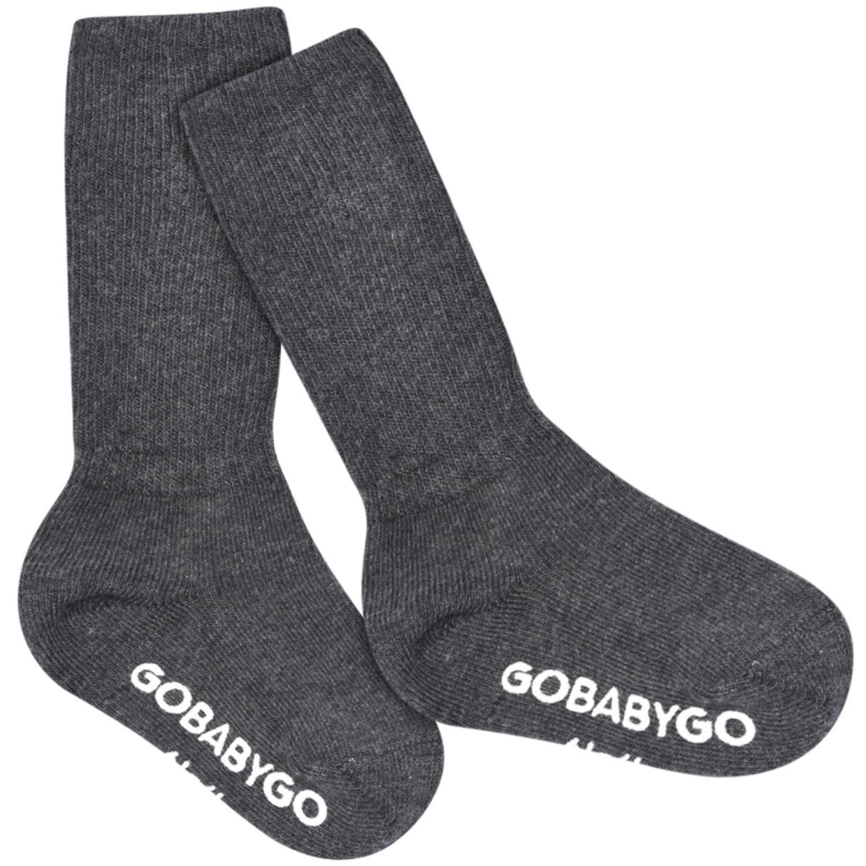 Gobabygo Dark Grey Melange Non Slip Strumpor Organic Bomull