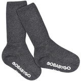 Gobabygo Dark Grey Melange Non Slip Strumpor Organic Bomull