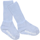 Gobabygo Sky Blue Non Slip Strumpor Organic Bomull