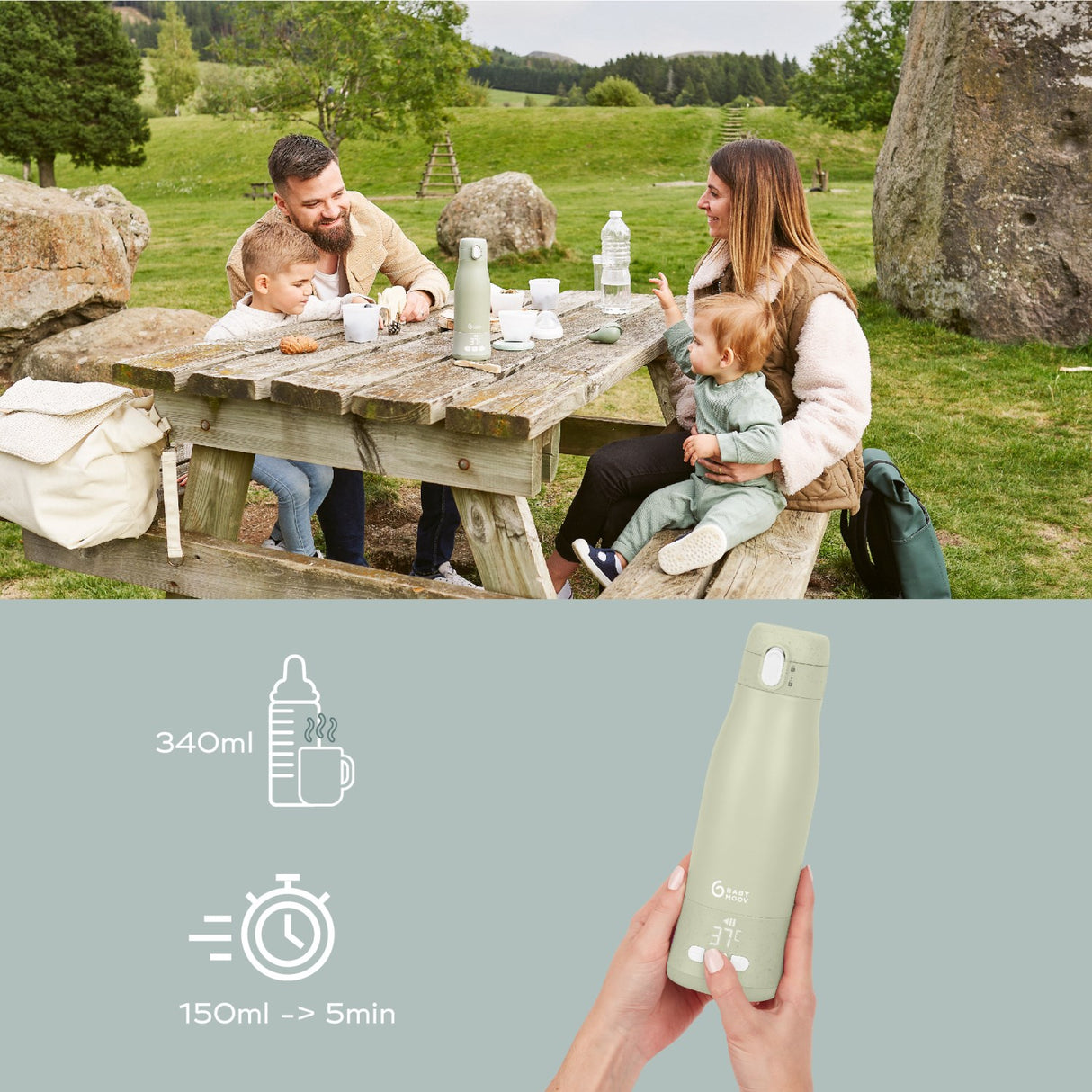 Babymoov Sage Green Moov & Feed Autonomous Flaska Warmer