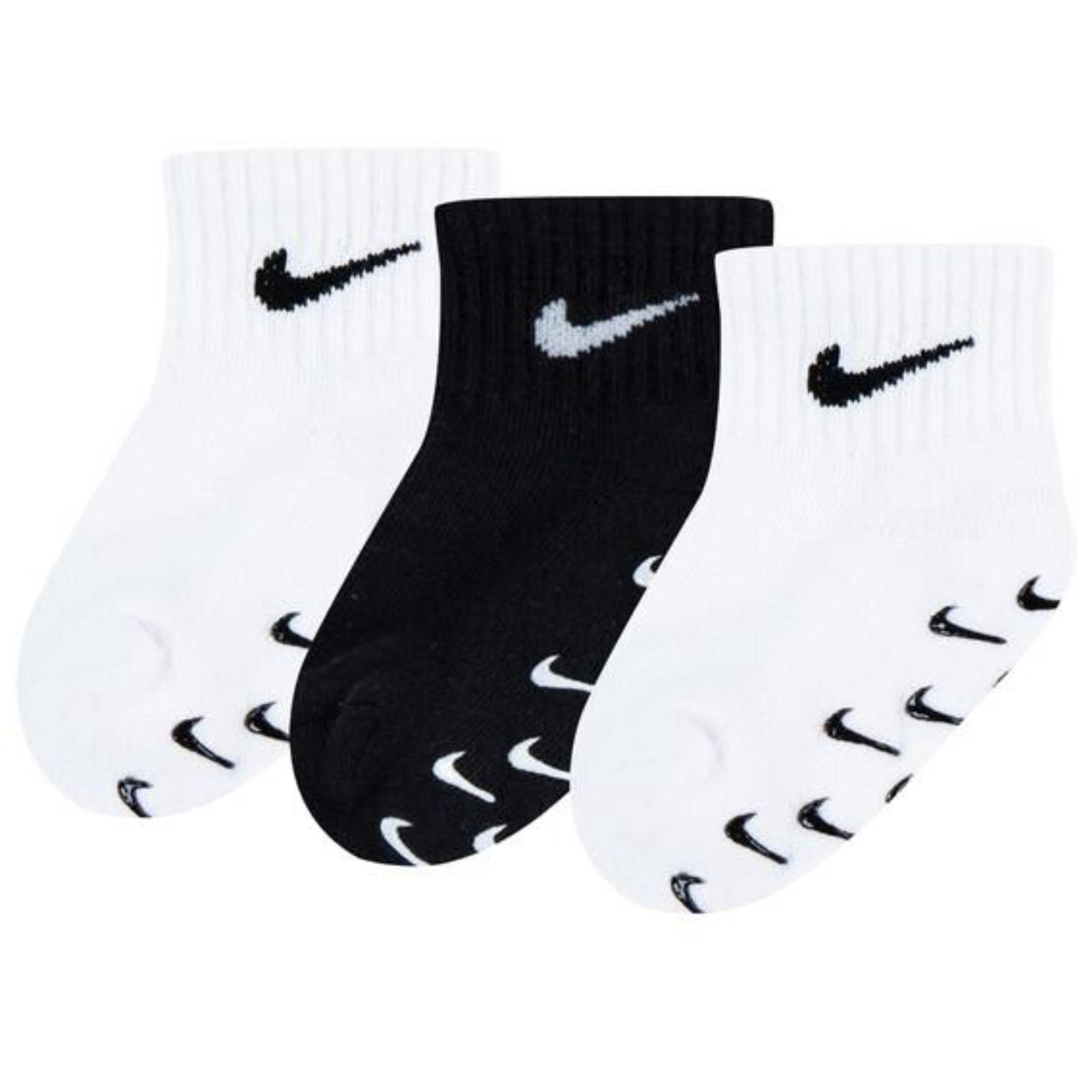 NIKE White 3-Pack Inf/Todd Gripper Qtr Strumpor