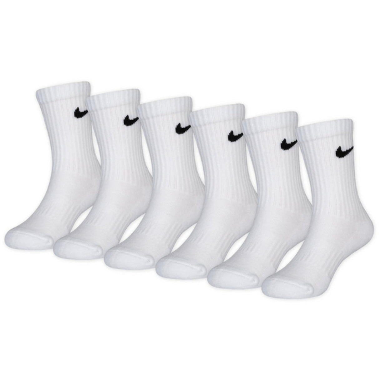 NIKE White Df Performance Basic Crew 6-Pack Strumpor