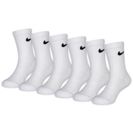 NIKE White Df Performance Basic Crew 6-Pack Strumpor