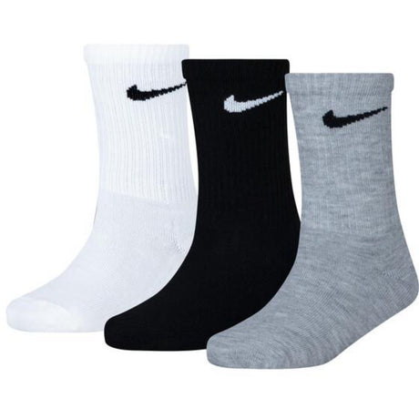 NIKE White/Dark Gray Heather Basic Crew 3-Pack Strumpor