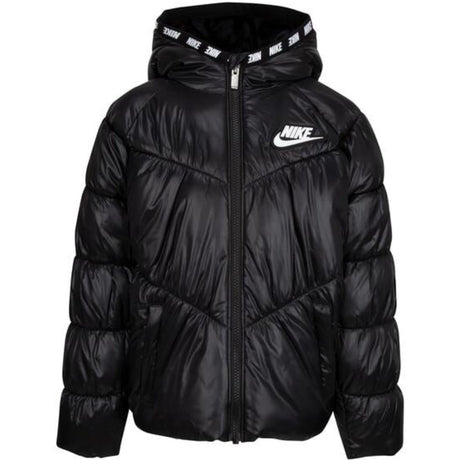 NIKE Black Chevron Cinched Puffer Jacka