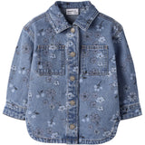 Name It Medium Blue Denim Flower Nmfjoy Dnm AOP Jacka 2633-Im