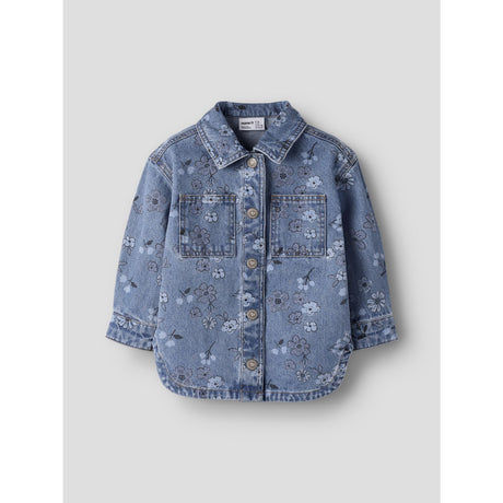 Name It Medium Blue Denim Flower Nmfjoy Dnm AOP Jacka 2633-Im