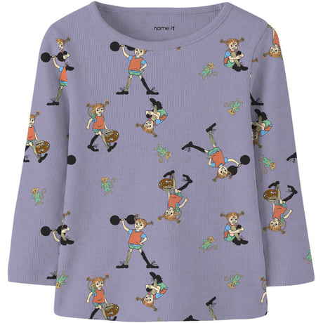 Name It Heirloom Lilac Nmfara Pippi Ls Slim Topp Sky