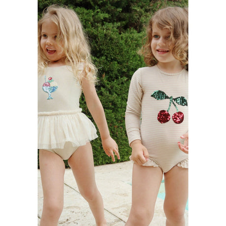 Konges Sløjd Rose Stripe Jade Ls Baddräkt