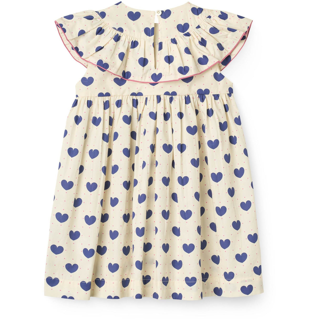 COPENHAGEN COLORS Heart Aop Ocean X Luksusbaby Heart Och Dots Klänning W. Frill
