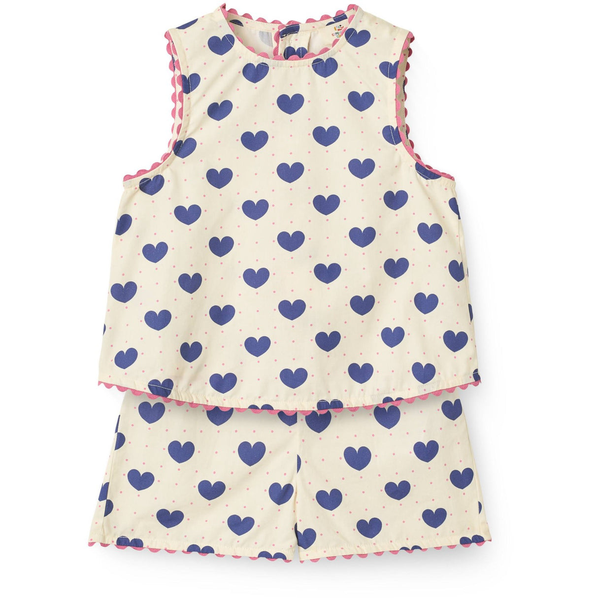 COPENHAGEN COLORS Heart Aop Ocean X Luksusbaby Heart Och Dots Blus W Kort Sett