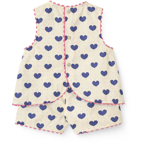 COPENHAGEN COLORS Heart Aop Ocean X Luksusbaby Heart Och Dots Blus W Kort Sett