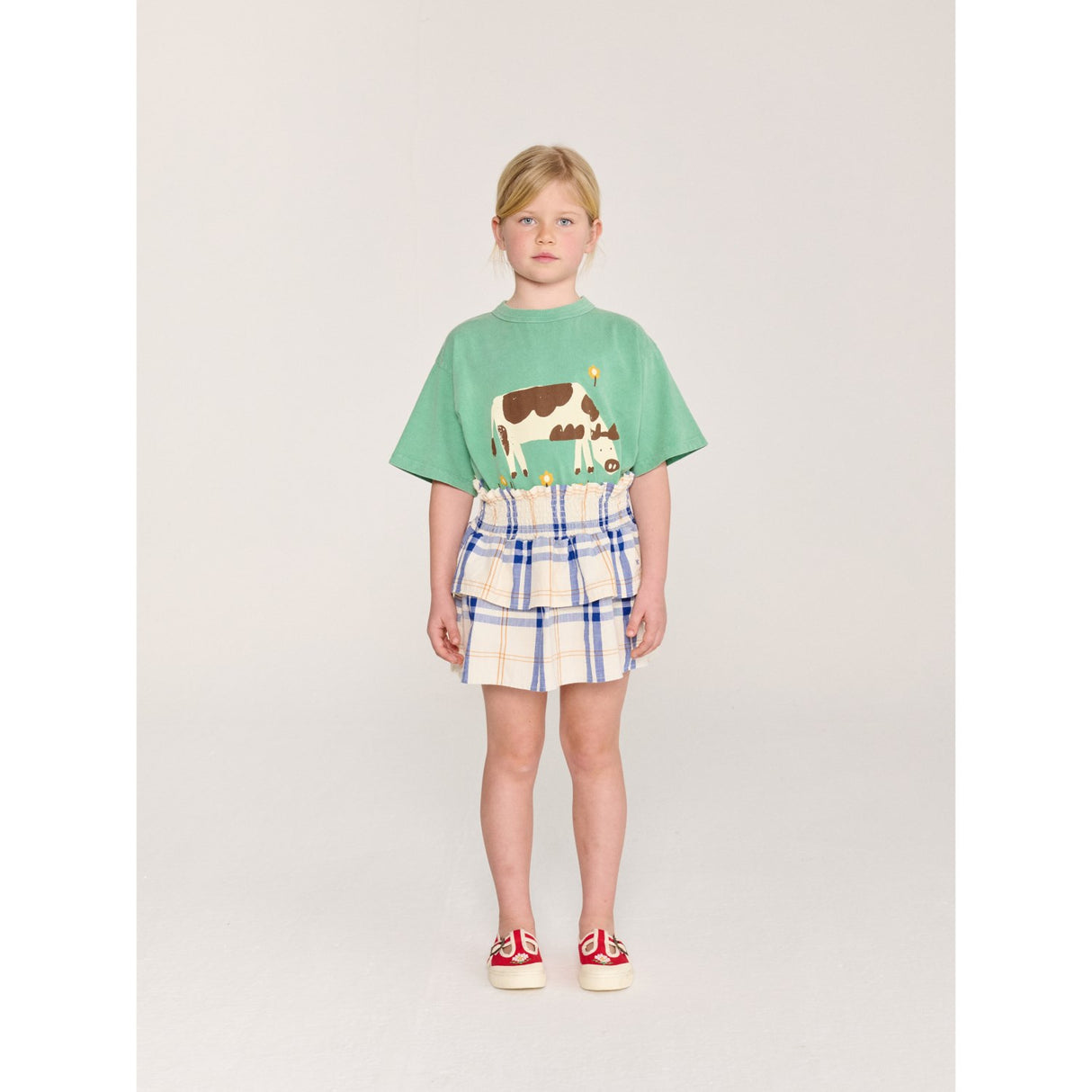 Bobo Choses Offwhite Fun Tartan Woven Kjol