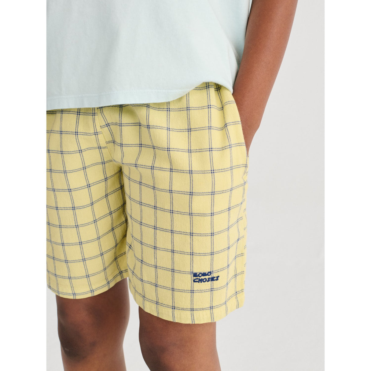 Bobo Choses Yellow Spicy Window Pane Woven Bermuda Shorts