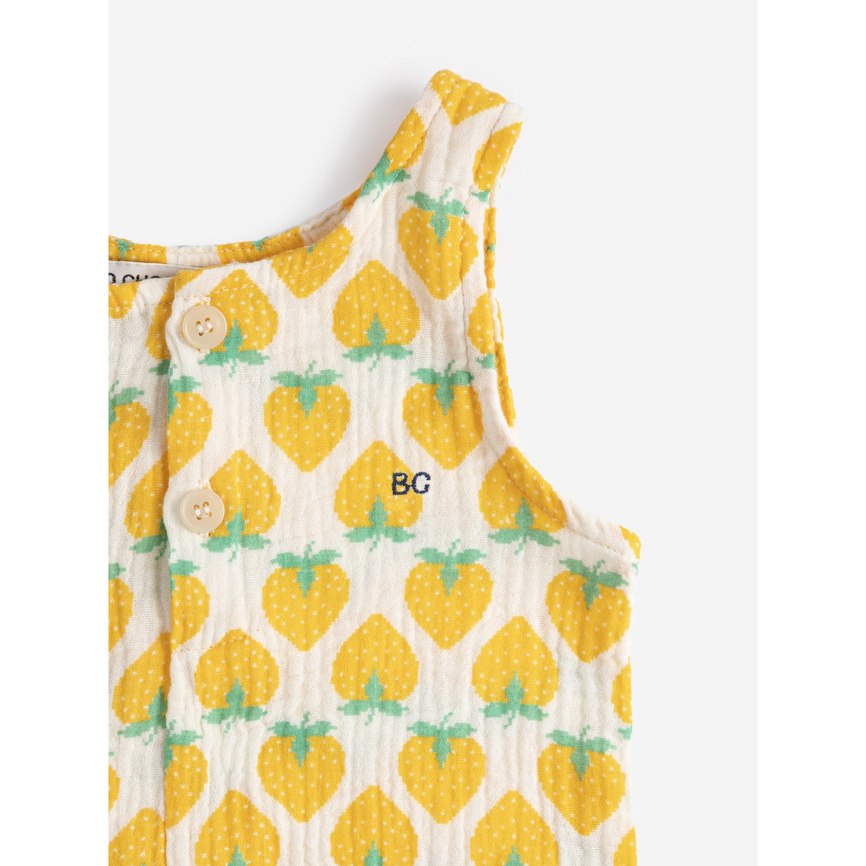Bobo Choses White Strawberry All Över Woven Playsuit
