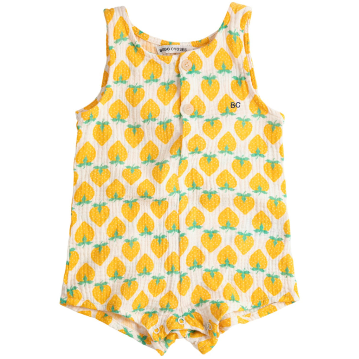 Bobo Choses White Strawberry All Över Woven Playsuit