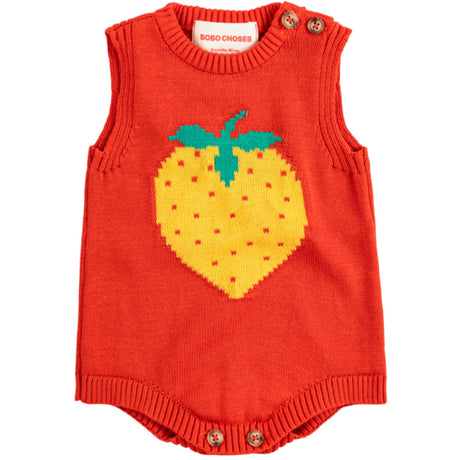 Bobo Choses Red Pixel Strawberry Stickad Romper