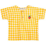 Bobo Choses Yellow Pixel Strawberry Vichy Woven Blus