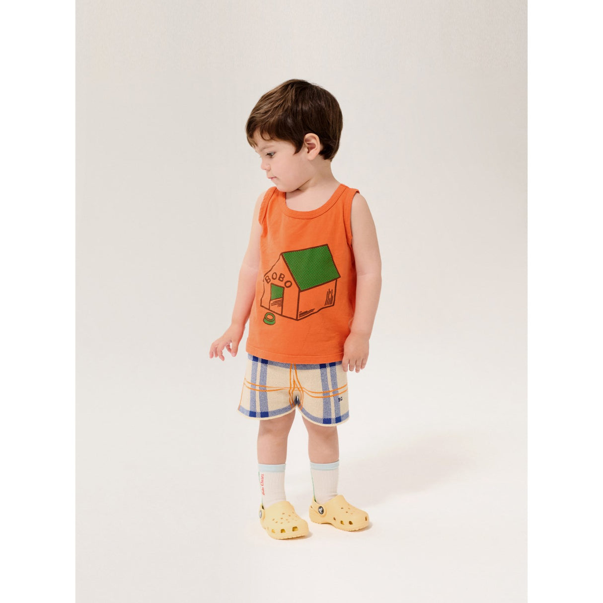 Bobo Choses White Fun Tartan Stickad Shorts