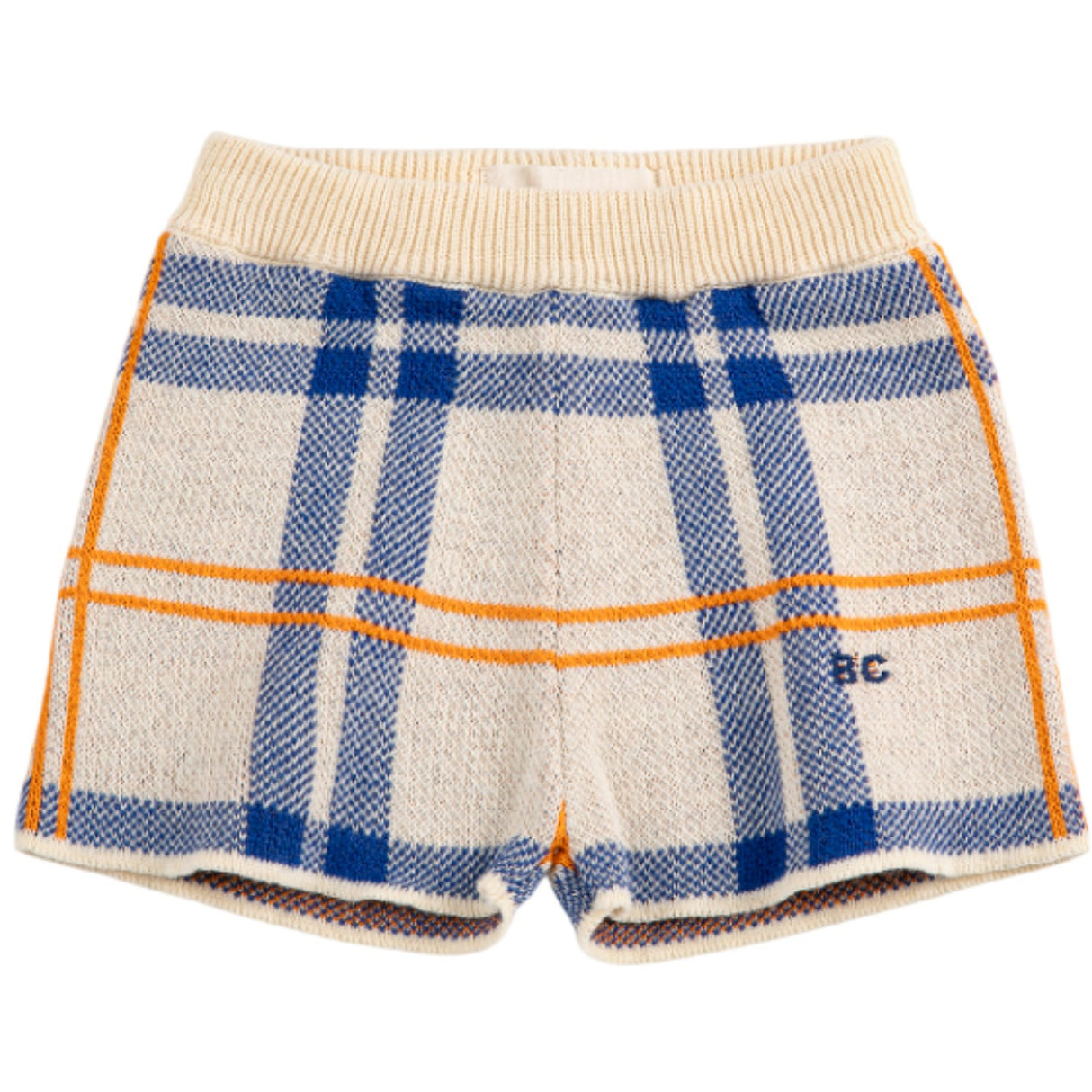 Bobo Choses White Fun Tartan Stickad Shorts