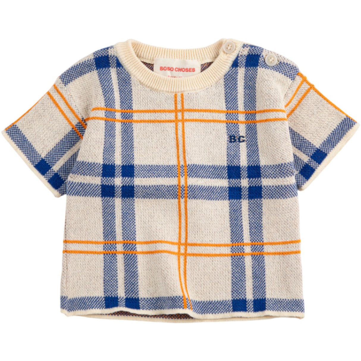 Bobo Choses White Fun Tartan Stickad T-Shirt