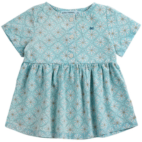 Bobo Choses Light Blue Daisy Mosaic All Över Woven Klänning