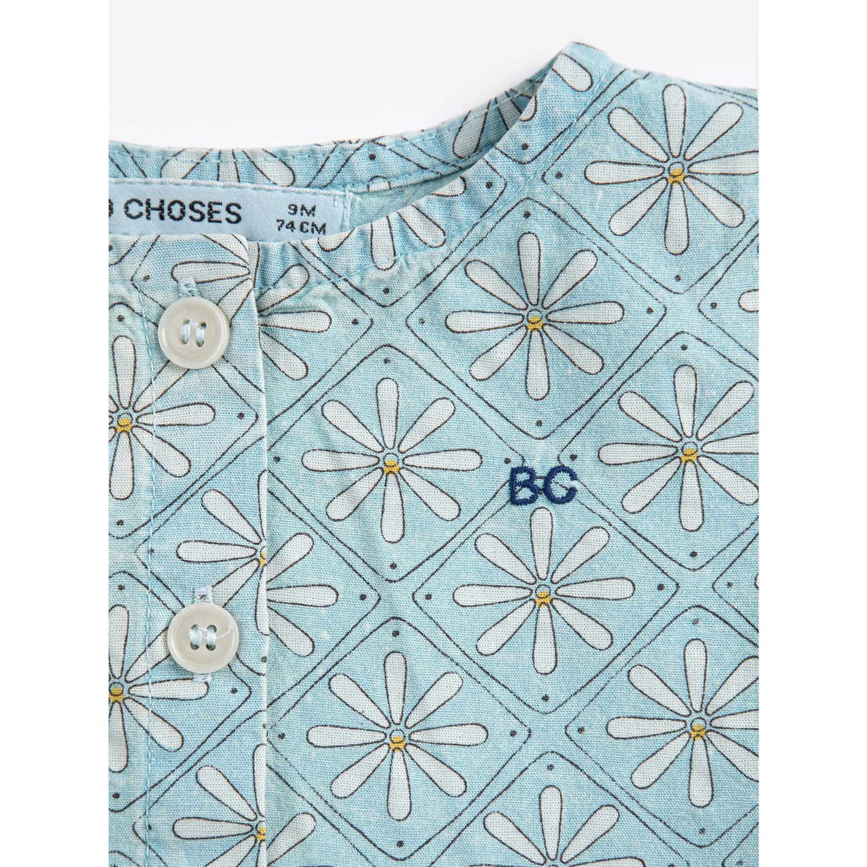 Bobo Choses Light Blue Daisy Mosaic All Över Woven Klänning
