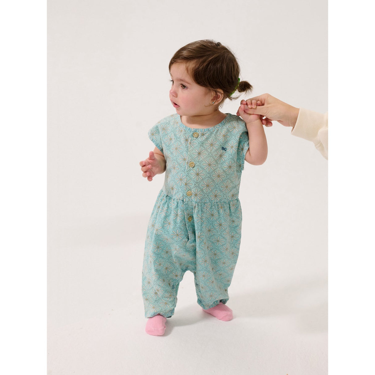 Bobo Choses Light Blue Daisy Mosaic All Över Woven Overall
