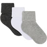 Minymo Light Grey Melange Baby 2X2 Rib Strumpo 3-Pack