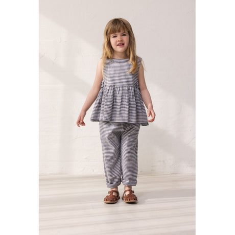 MarMar Cotton Linen Marine Check Tarame Topp