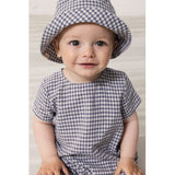 MarMar Cotton Linen Marine Check Rovento Romper