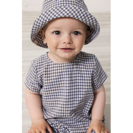 MarMar Cotton Linen Marine Check Rovento Romper