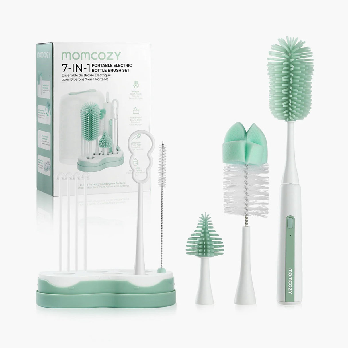 Momcozy Green LS003 7 In 1 Baby Flaska Brush Sett