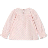 Fliink Chalk Pink Check Aop Zorro Ls Rosett Blus