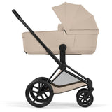Cybex Cozy Beige/Beige Priam Comfort Matt Black Inklusiv Foldbar Liggedel