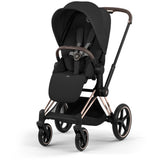 Cybex Sepia Black/Black Priam Comfort Rosegold Inklusiv Foldbar Liggedel