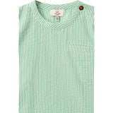 COPENHAGEN COLORS Sharp Green W Cream Stripe Seersucker Ss Blus