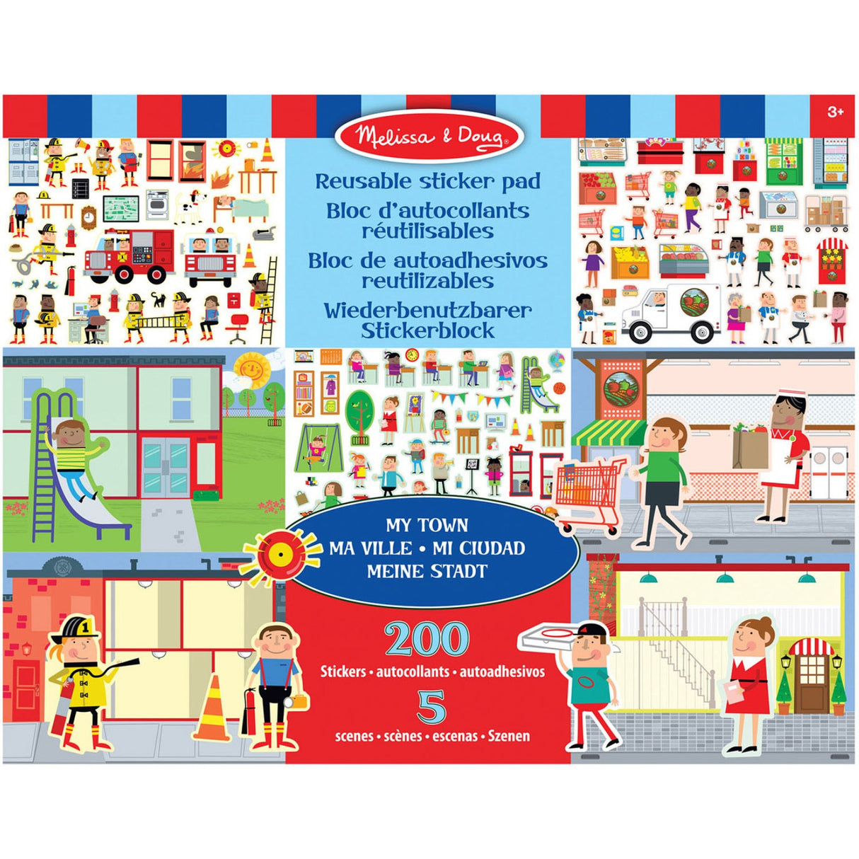 Melissa & Doug Multifarvet Reusable Sticker Pad My Town