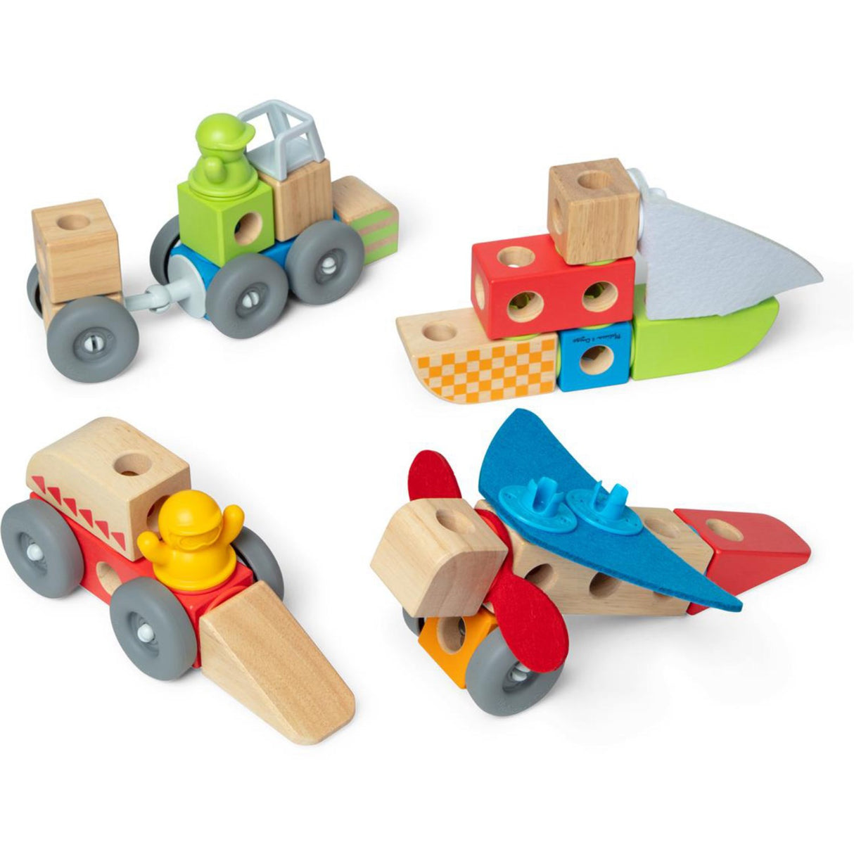 Melissa & Doug Multifarvet Blockables Playset Køretøjer 54Pcs