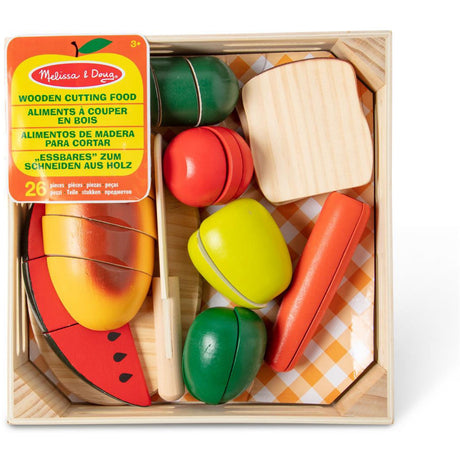 Melissa & Doug Multifarvet Wooden Food Playset Cutting Food