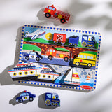 Melissa & Doug Multifarvet Wooden Chunky Puzzle Vehicles