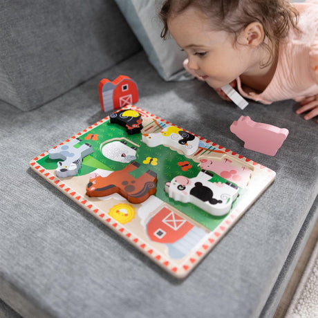 Melissa & Doug Multifarvet Wooden Chunky Puzzle Farm Animals