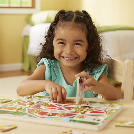 Melissa & Doug Multifarvet Activity Board Wooden Hide And Seek Farm