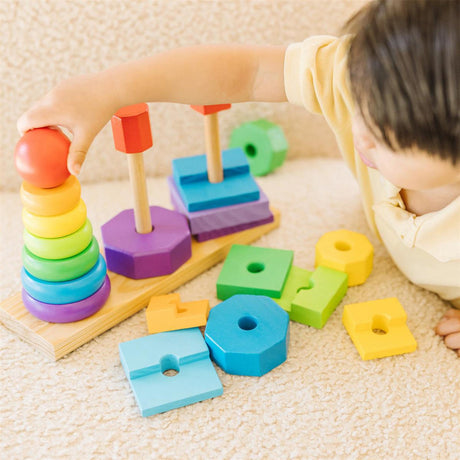 Melissa & Doug Multifarvet Wooden Stacking Toy Geometric