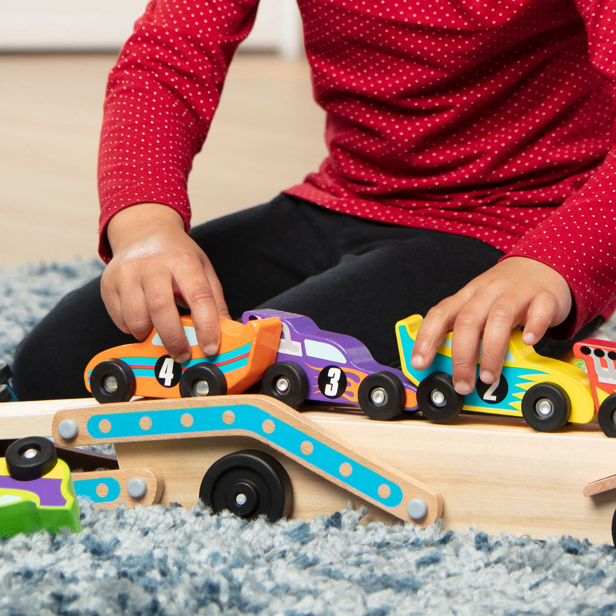 Melissa & Doug Multifarvet Biltransporter "Mega Racerbiler" Sett