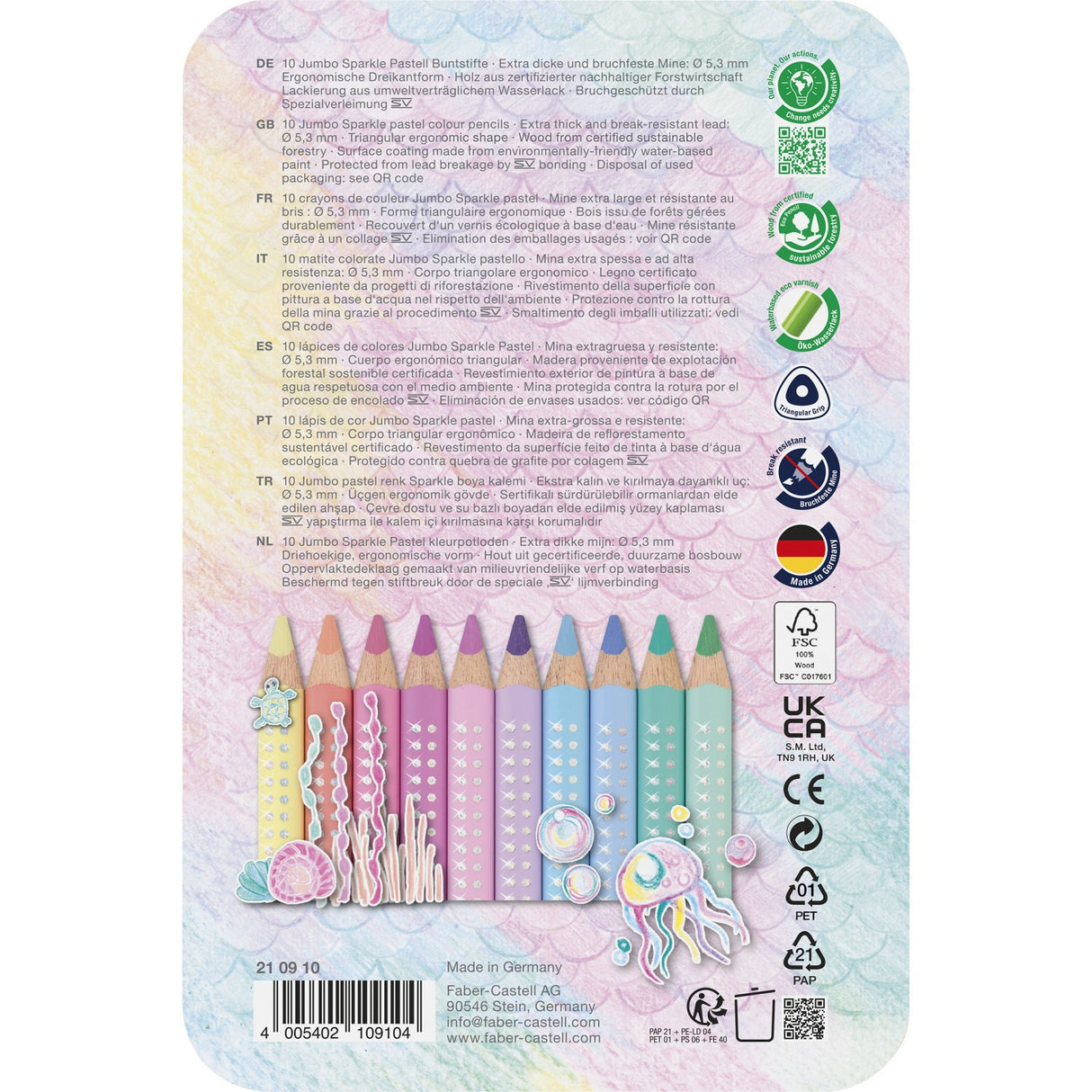 Faber-Castell Jumbo Sparkle Crayons Pastell