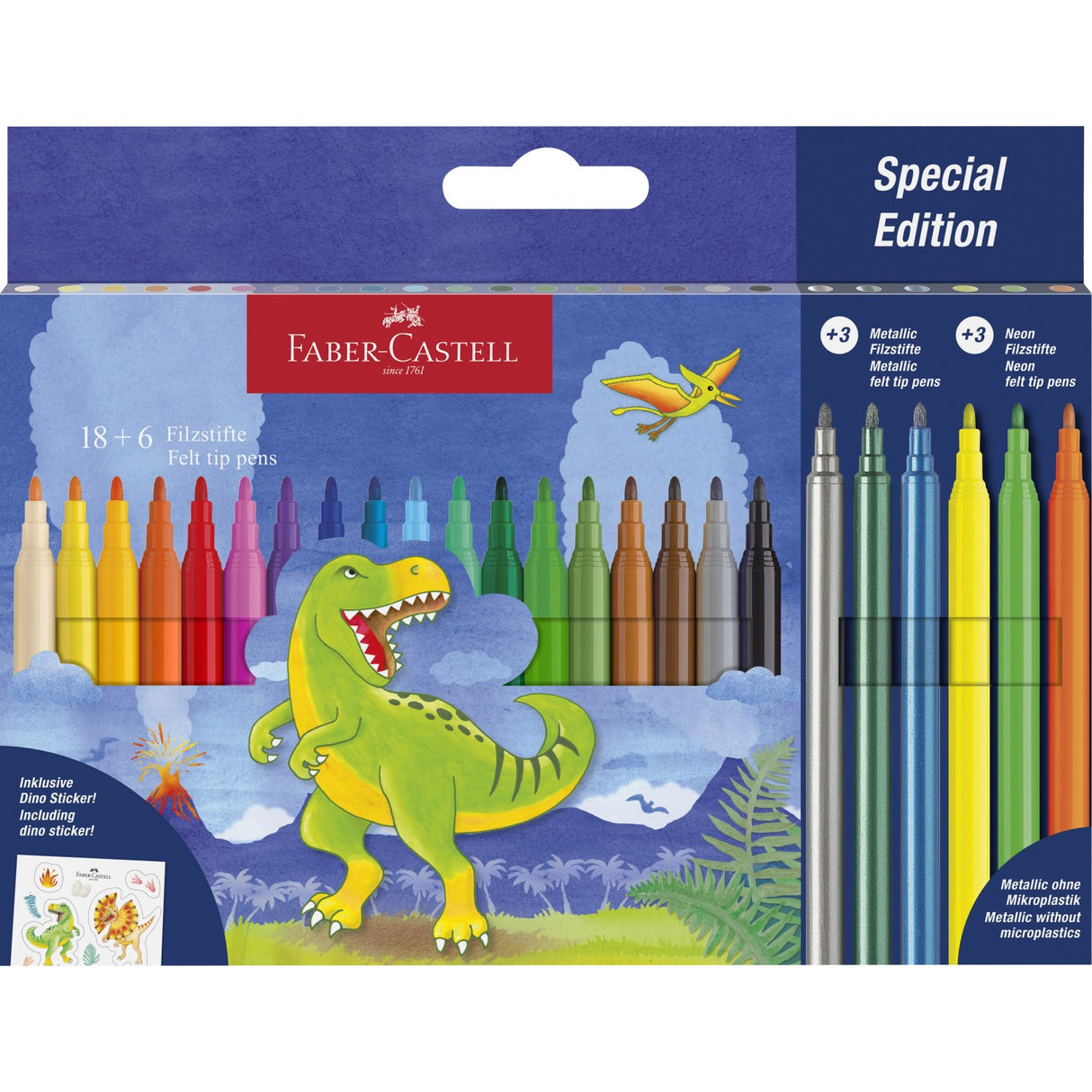 Faber-Castell Tusser Dinosaurus 8+3 METALLISK