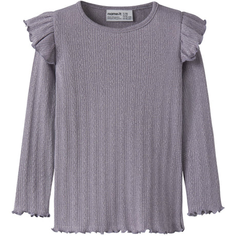 Name It Lavender Gray Melange Nmfblitta Ls Slim Topp