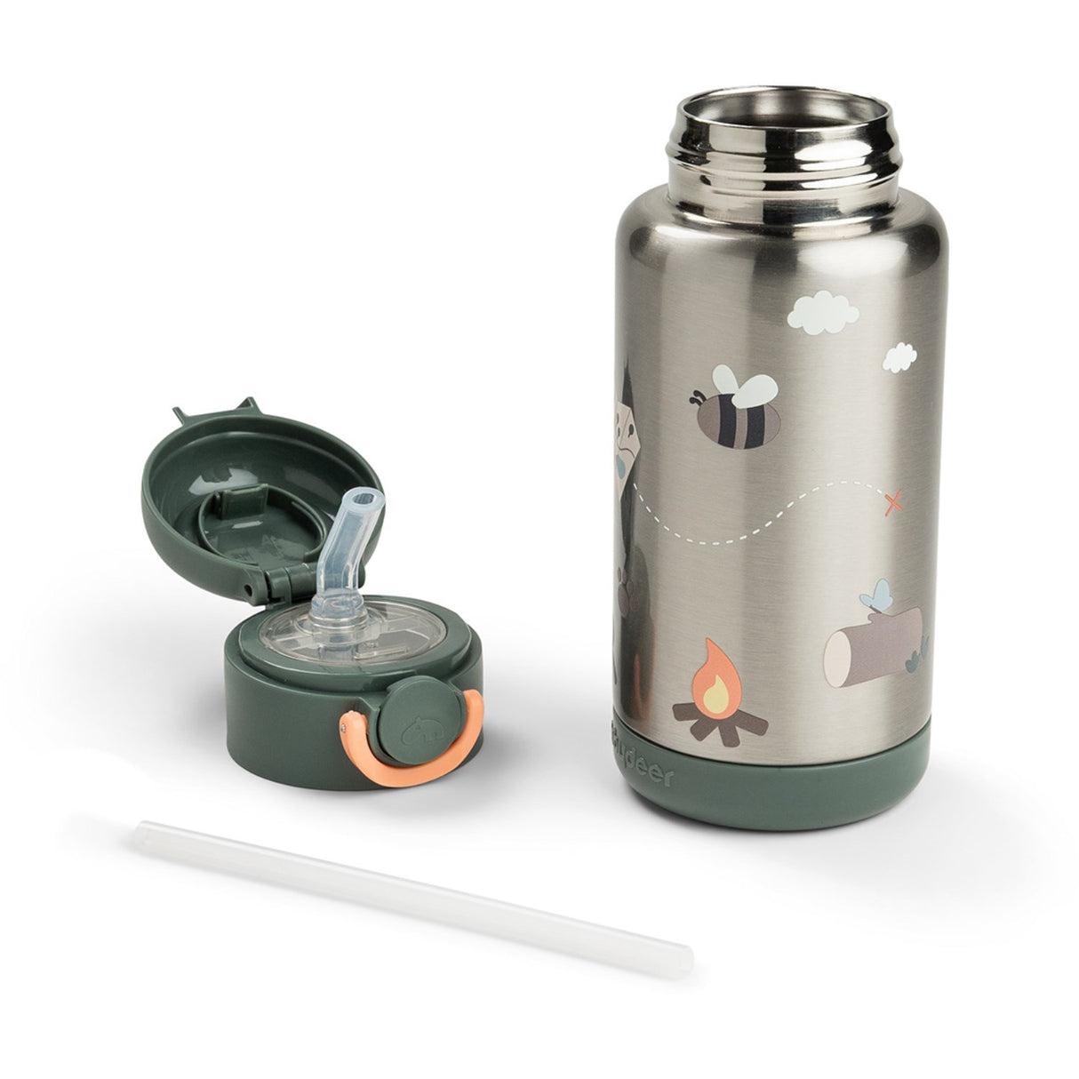 DonebyDeer Green Tiny Trails Insulated Strån Flaska