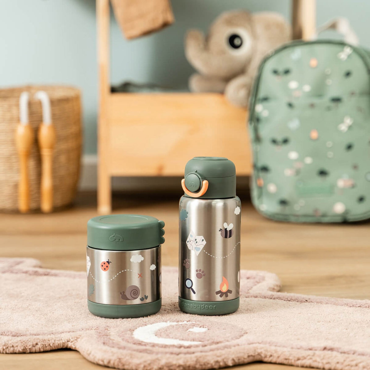 DonebyDeer Green Tiny Trails Insulated Strån Flaska